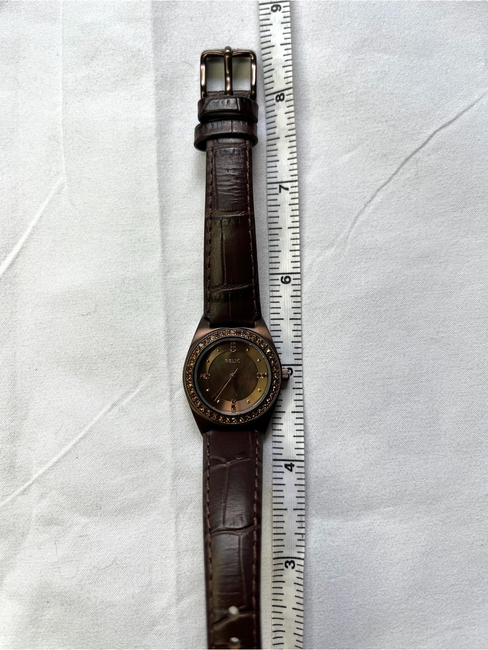 Relic by fossil brown leather strap watch